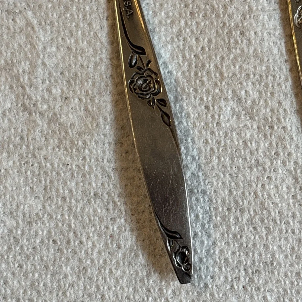 Oneida West Bend TWILIGHT ROSE Stainless Flatware 1 Teaspoon 1 Fork